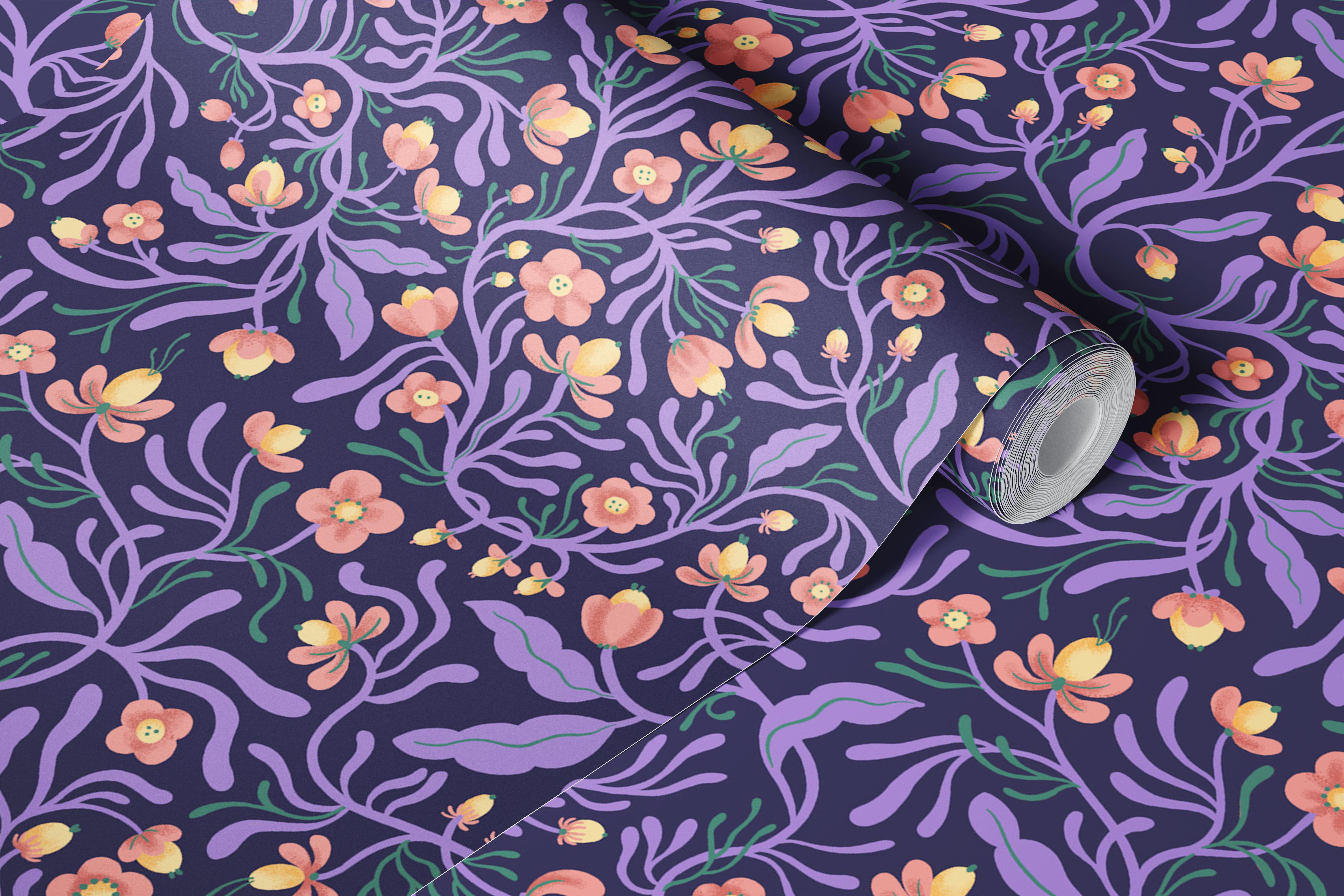 Windling in Midnight Violet wallpaper in a room