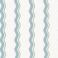 Preppy Wavy Stripes - Blue Green Cream carta da parati