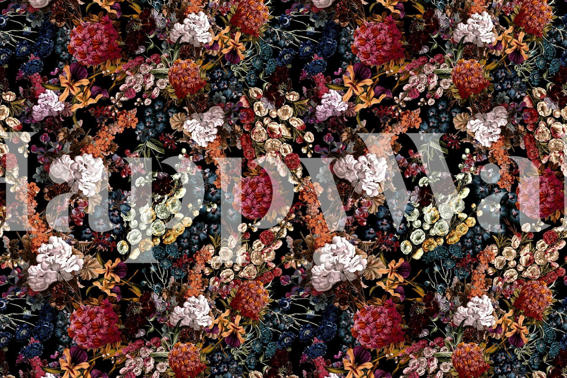 Colorful floral patterns on a dark background wallpaper