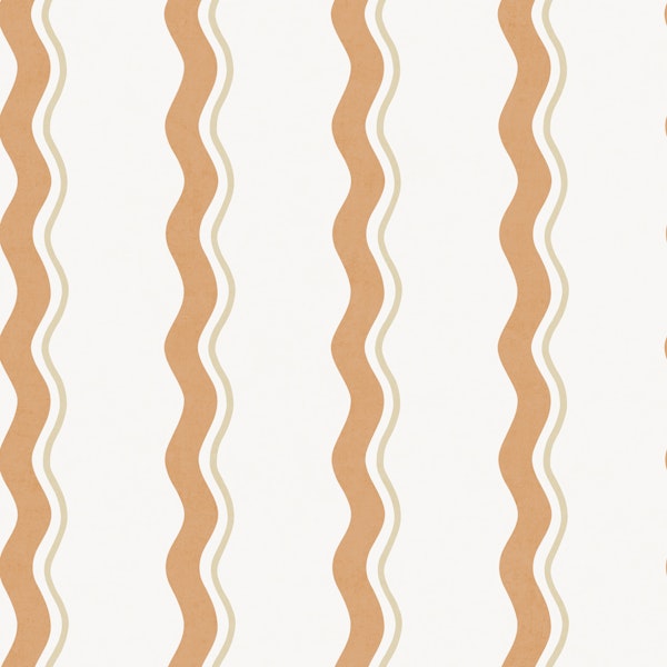 Wavy Preppy Stripes - Burnt Orange Cream