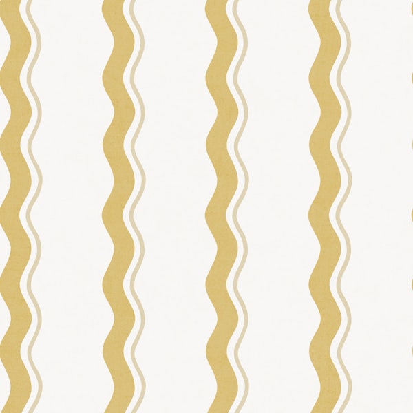 Mustard Yellow Preppy Wavy Stripes