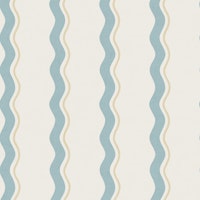 Coastal Wavy Stripe - Soft Blue and Cream carta da parati