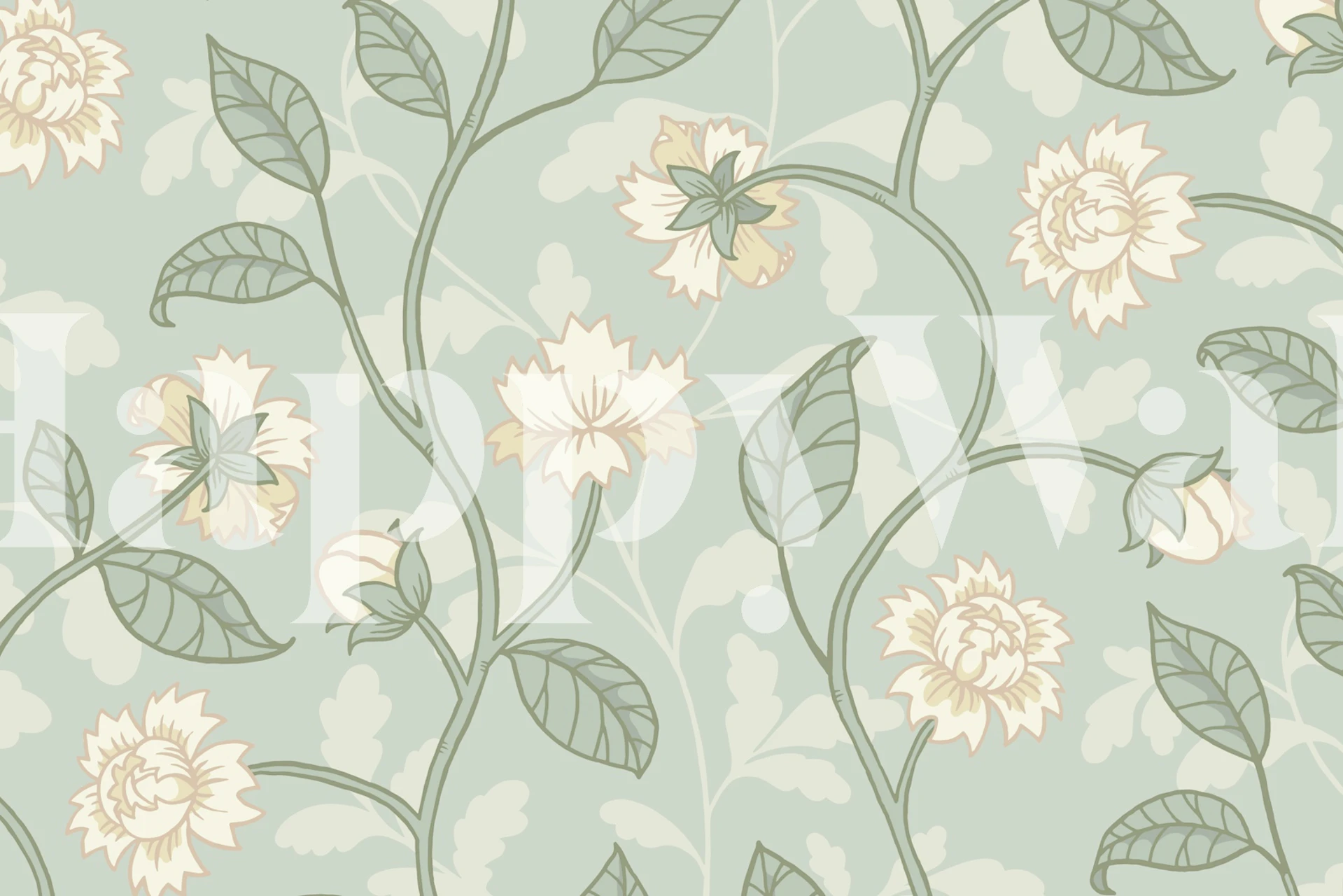 Amanda Light Green Grand tapet i ett rum