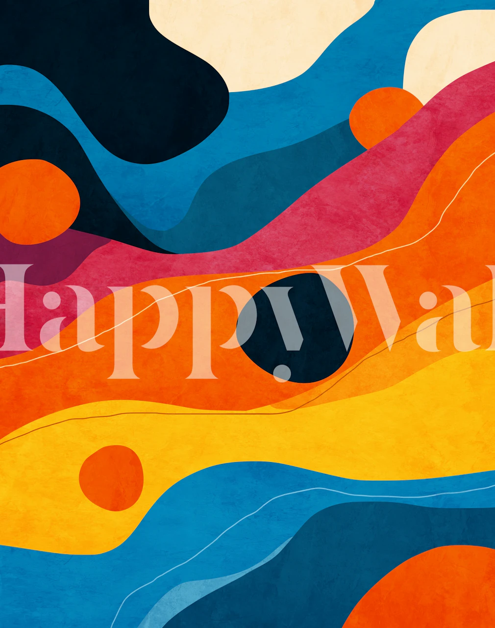 Papier peint vagues colorées affiché dans une pièce