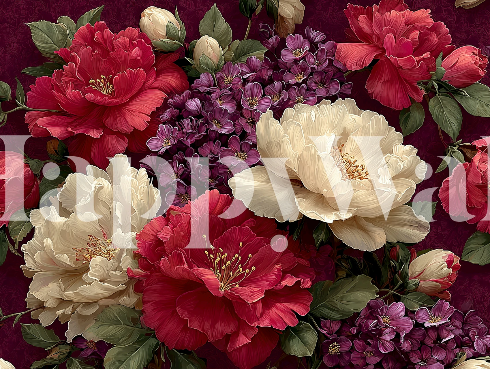 Vintage Flower Charm wallpaper in a room