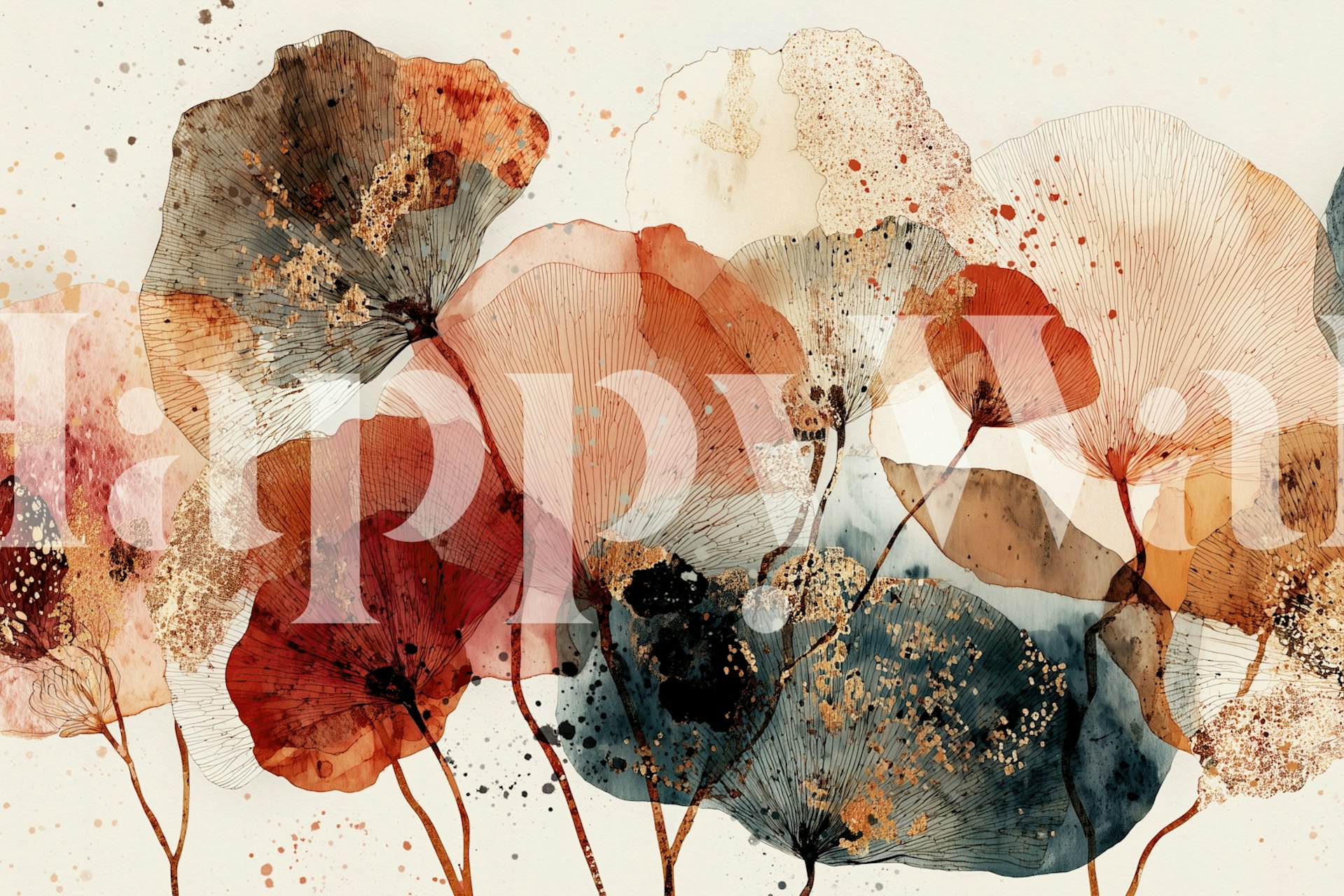 Autumn Bloom floral wallpaper in a room