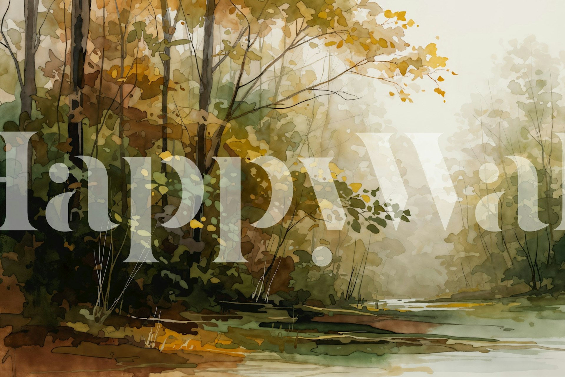 Misty Woodland Morning tapet i et rom