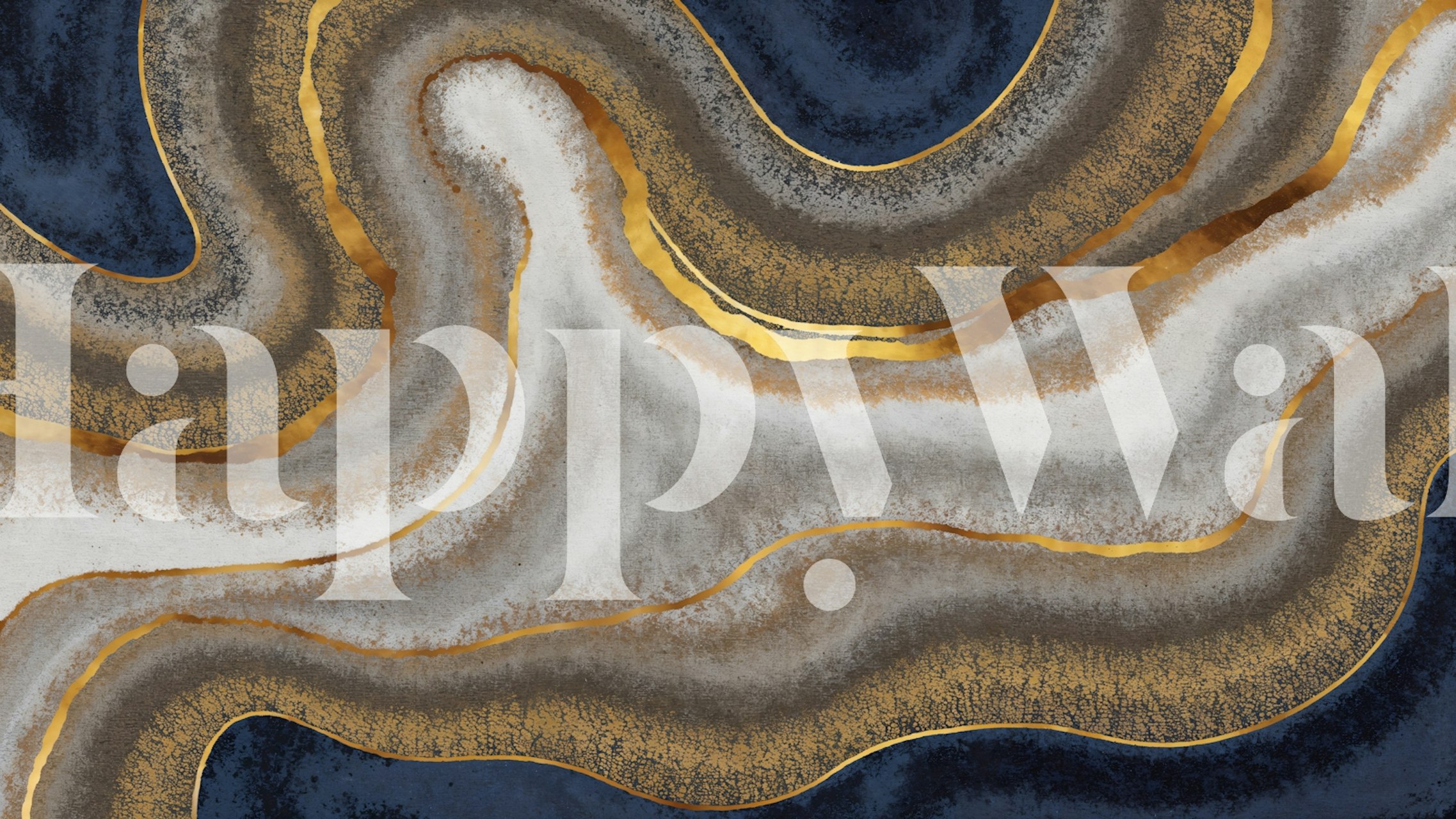 Golden River Flow wallpaper design in a room