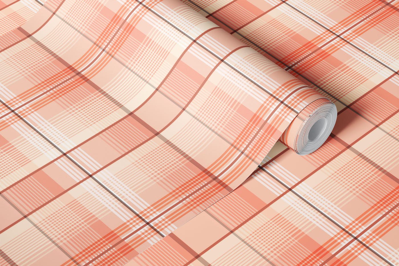Warm Coral Checkered Design wallpaper roll