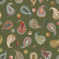 Astro Paisley & Yin Yang Dots Olive Green carta da parati