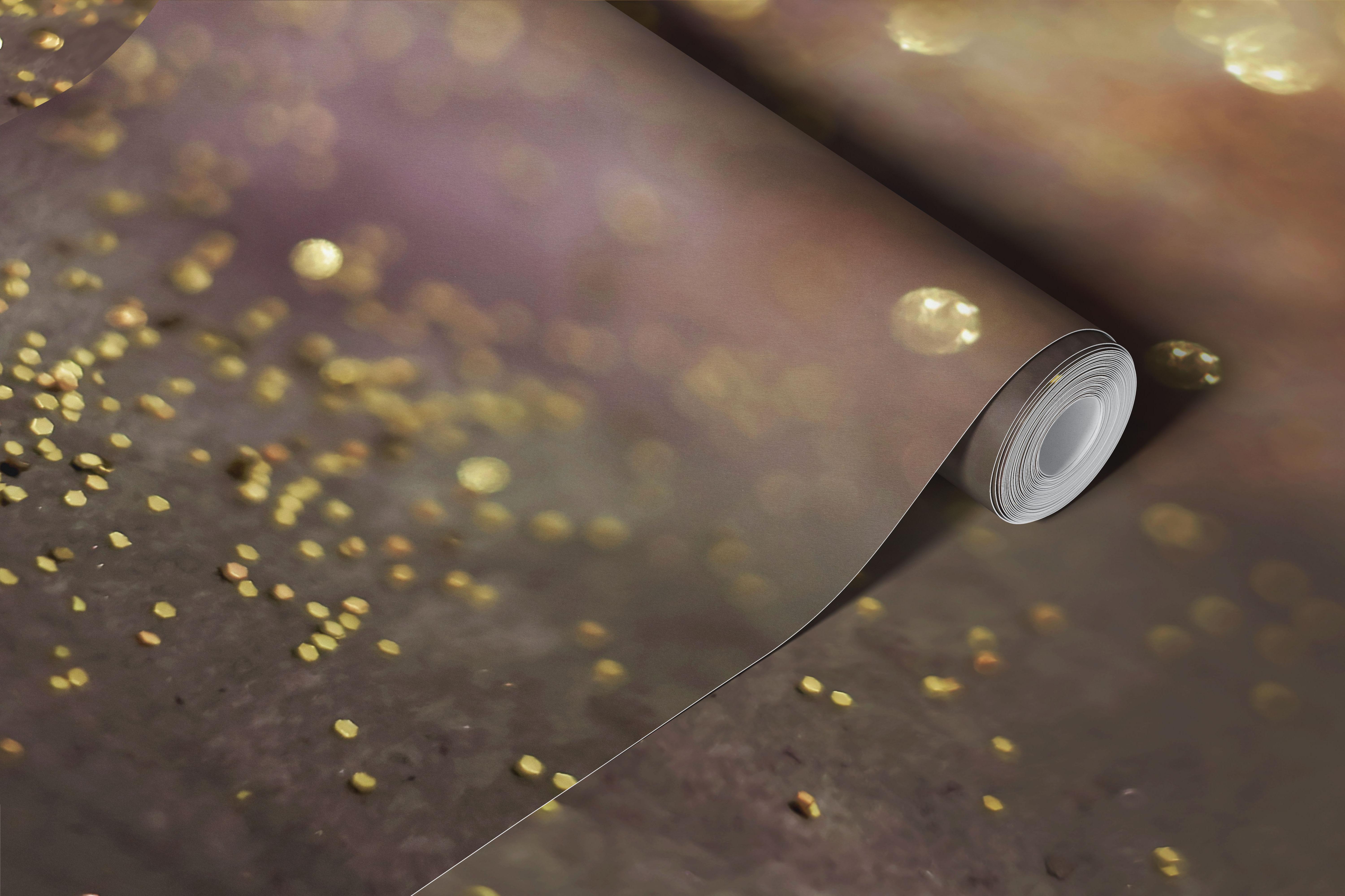 Glittering gold, plum, and brown abstract wallpaper