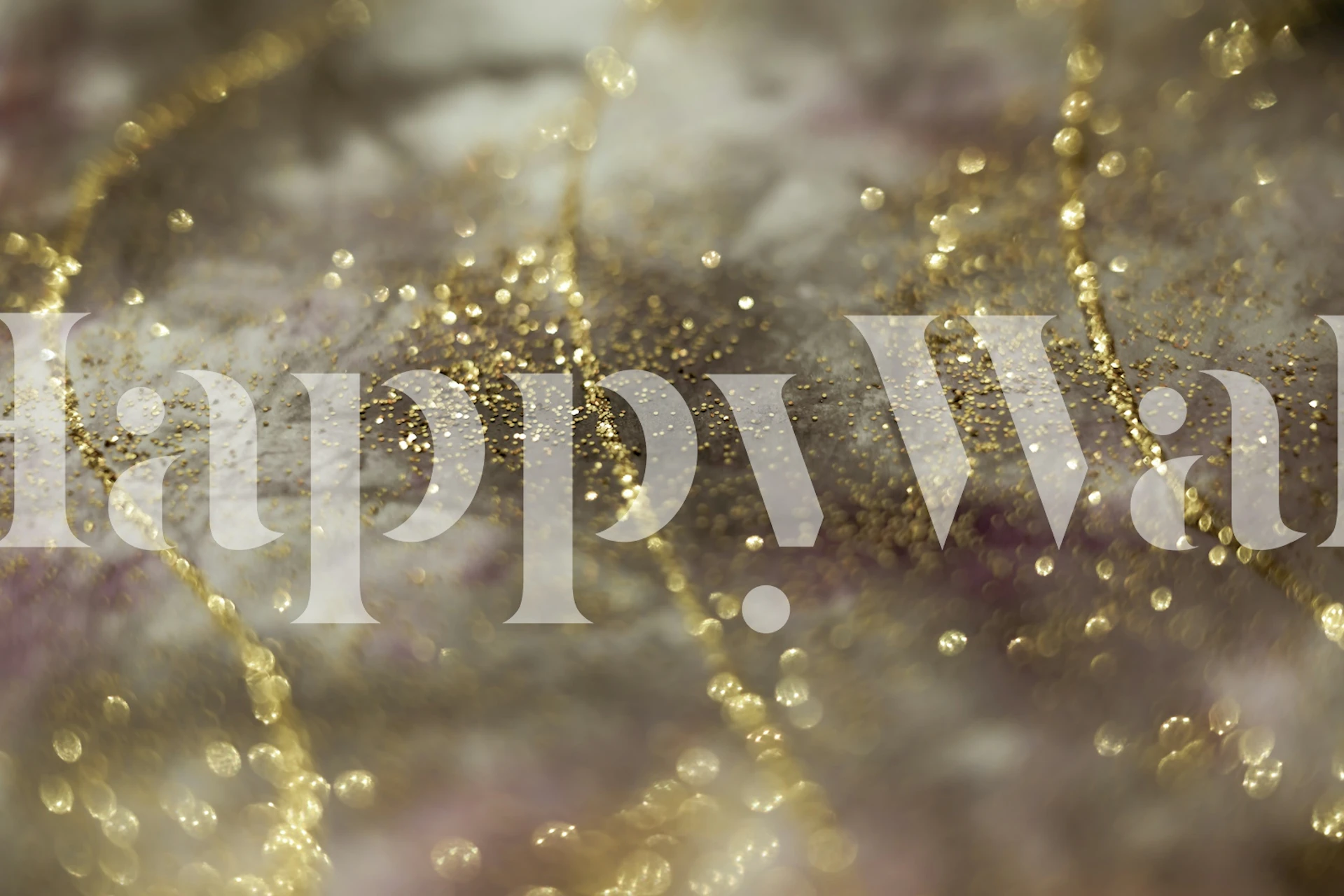 Gold glitter lines on a beige and brown textured wallpaper