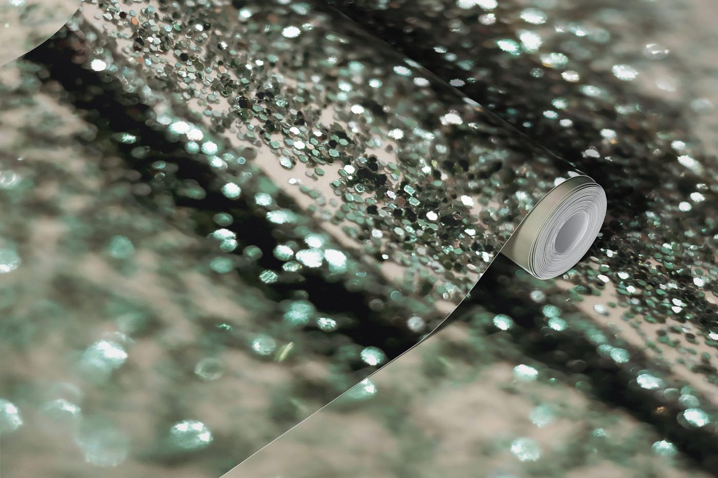 Green Beige Oceanic Glitter Glam 1 wallpaper roll