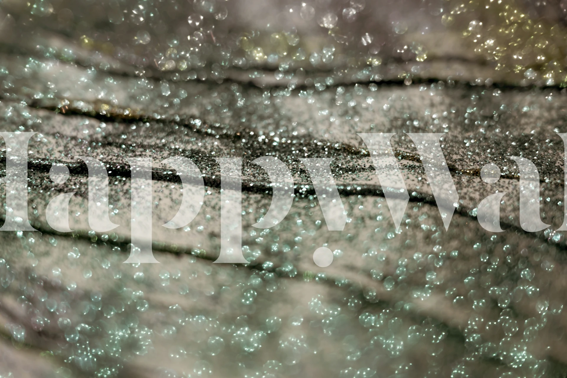 Tapeta Green Beige Oceanic Glitter Glam w pokoju