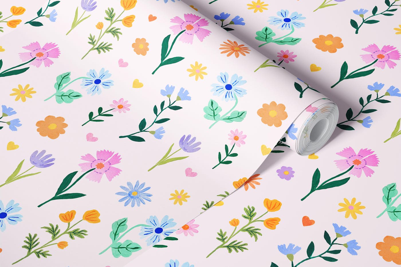 Floral Fantasy Love creme wallpaper roll
