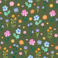 Floral Fantasy Love olive wallpaper