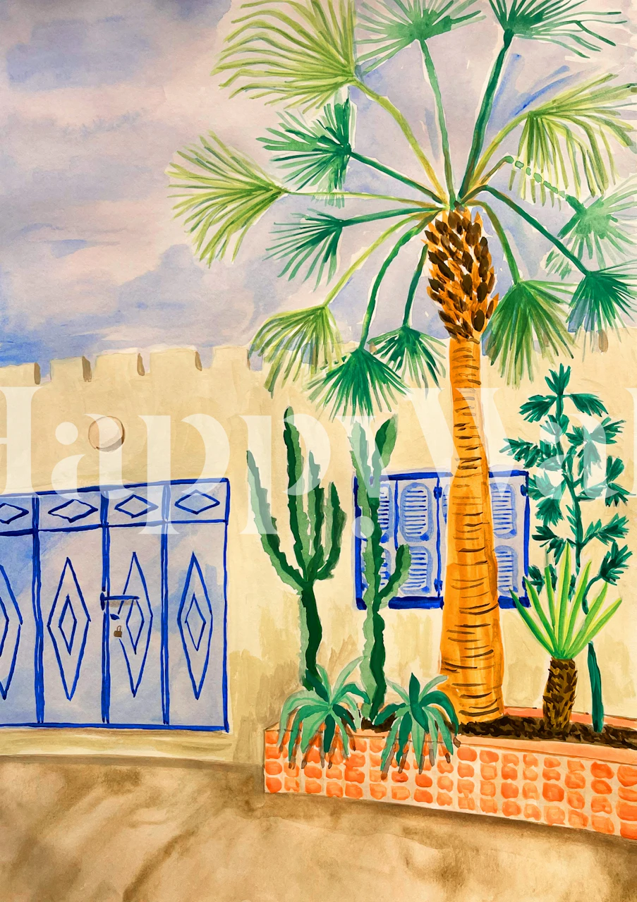 Diseño de papel pintado Sunlit Moroccan street