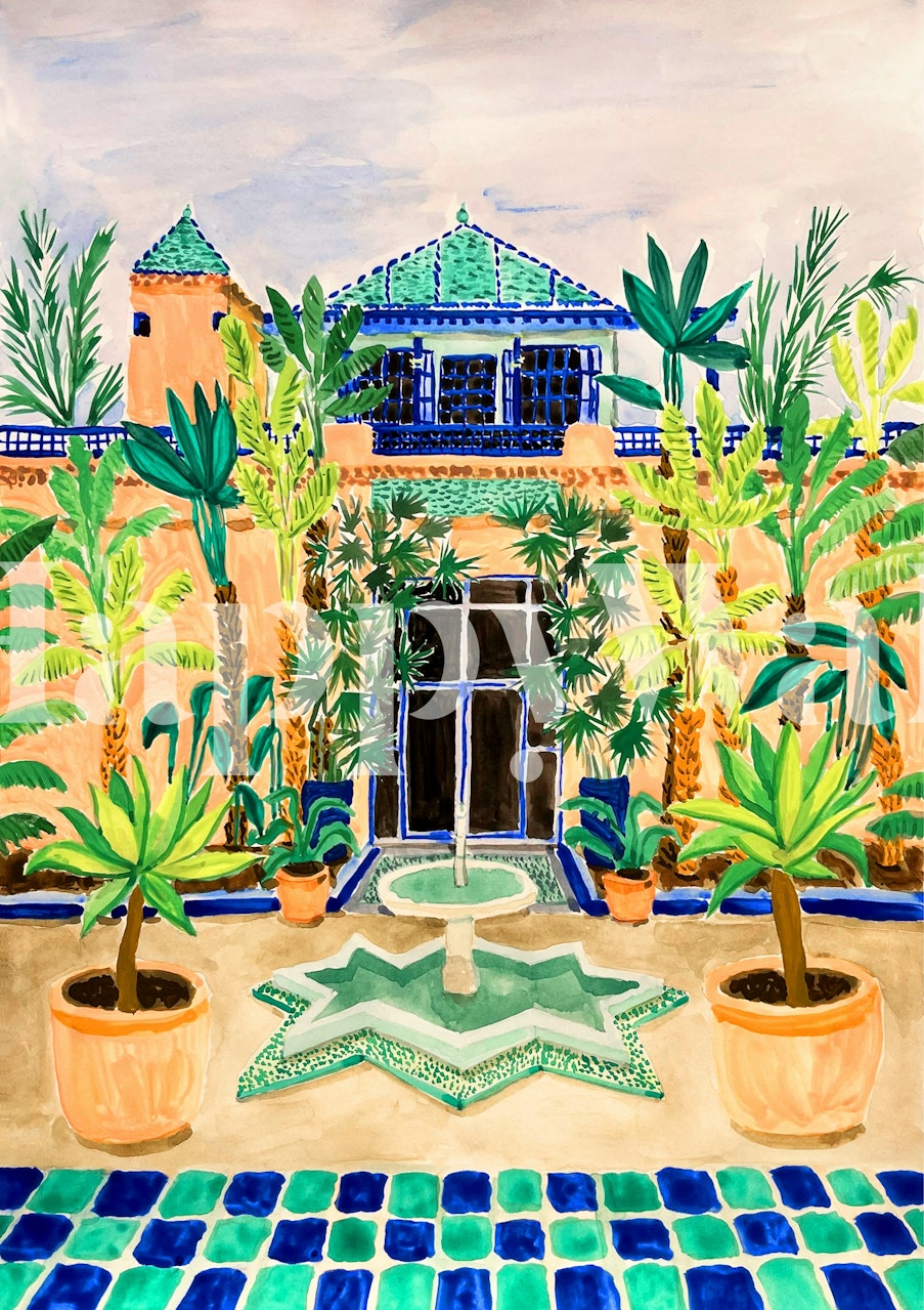 Jardin Majorelle Marrakech wallpaper in a room