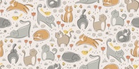 doodle cats garden - grey and ginger wallpaper