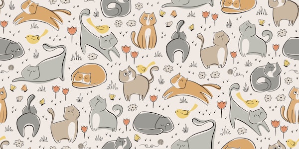 doodle cats garden - grey and ginger