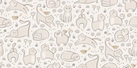 doodle cats garden - neutral tapet
