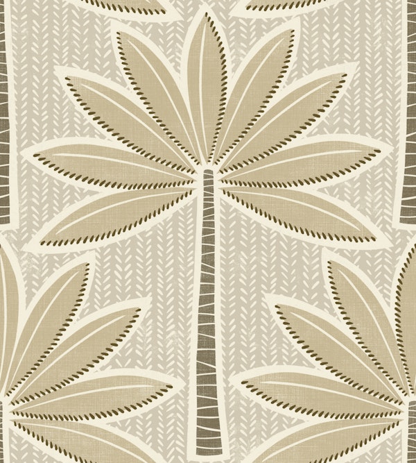 retro palms - mustard - taupe