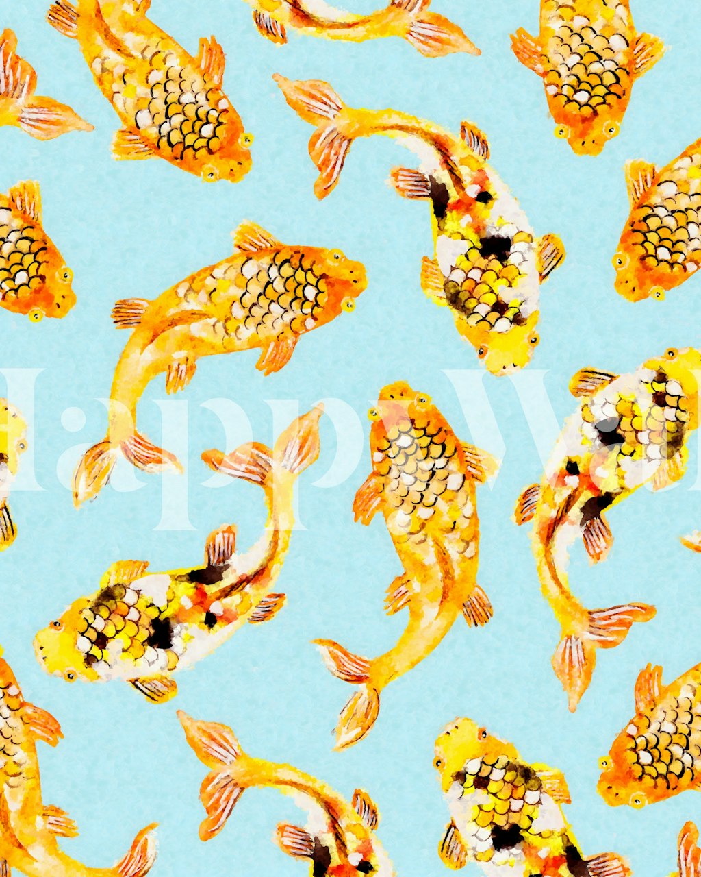 Goldfish wallpaper design in a room