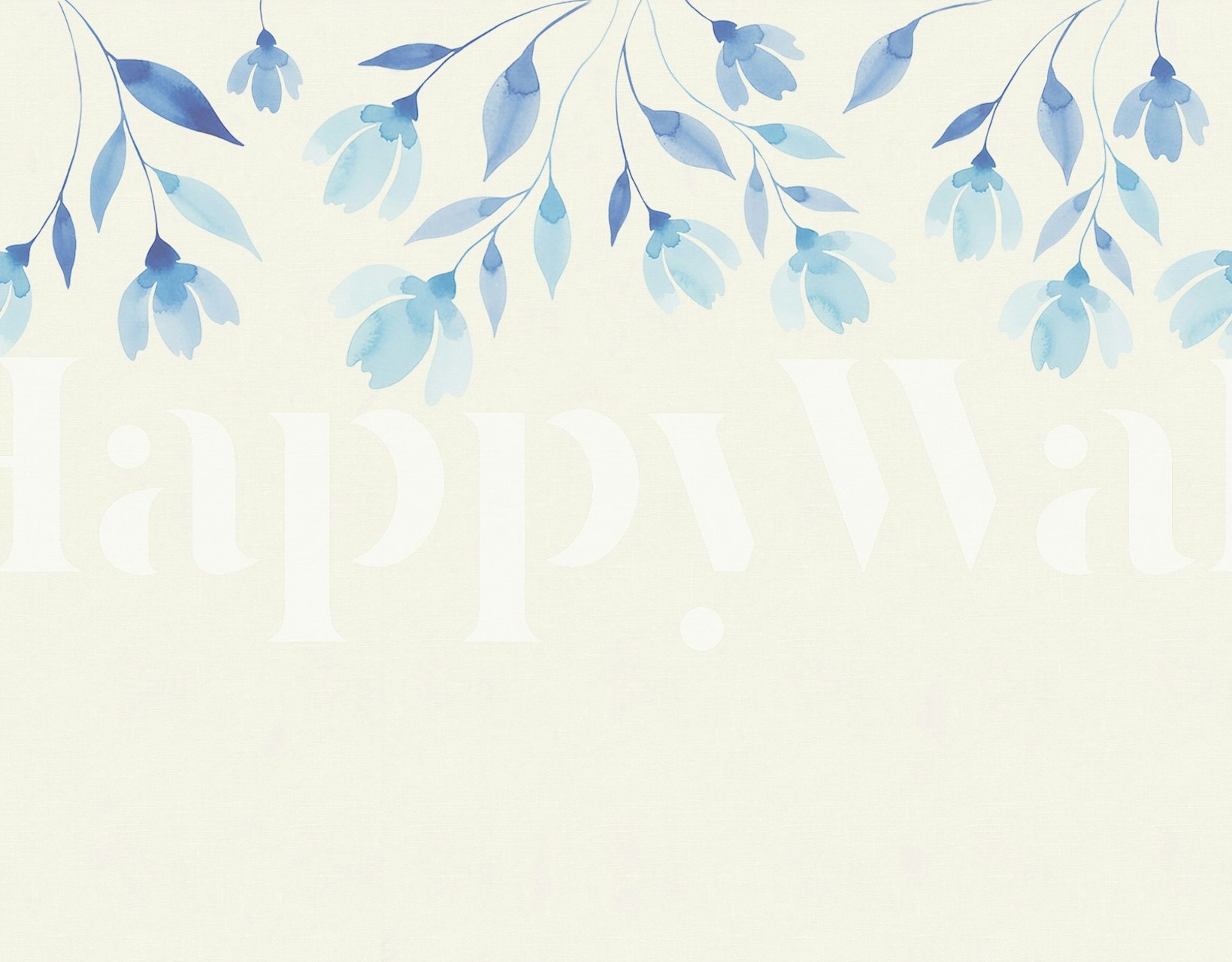 Blue floral design with delicate flowers and leaves wallpaper
