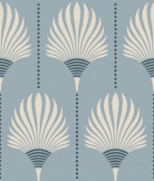 art deco palms - faded blue - navy carta da parati
