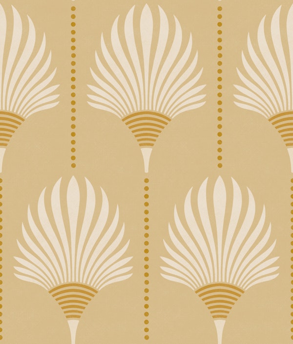 art deco palms - sand - mustard