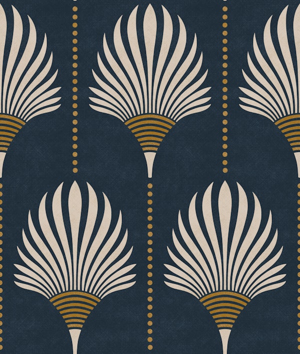 art deco palms - midnight blue