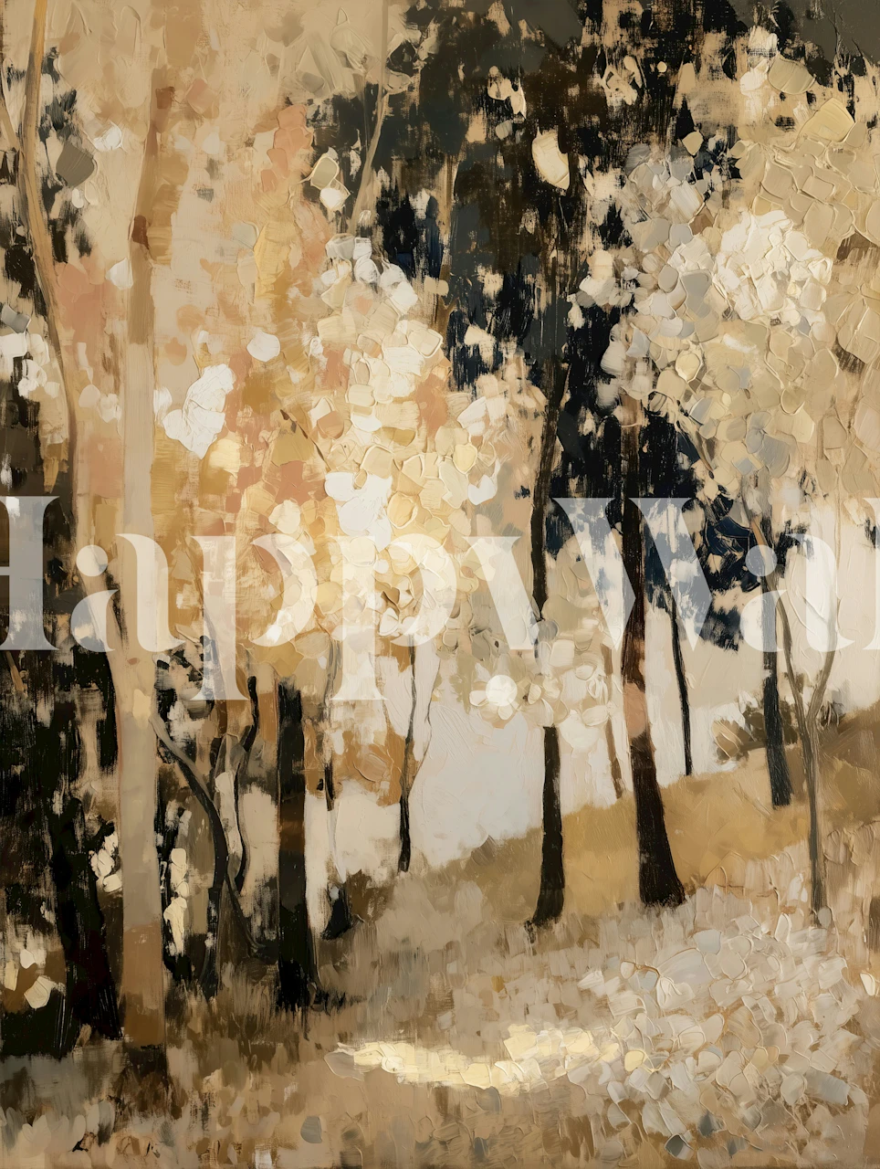 Golden Woodland Reflections wallpaper in a room