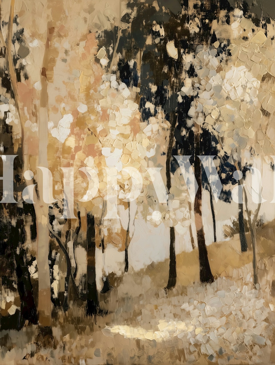 Golden Woodland Reflections wallpaper in a room