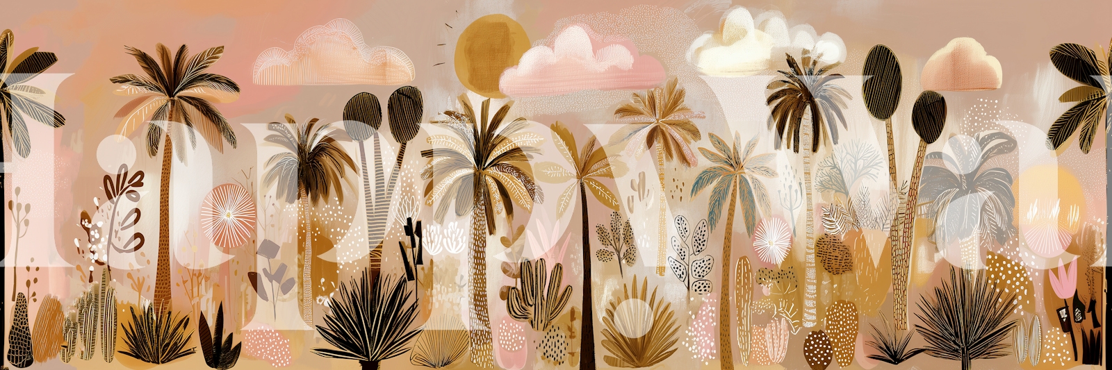 Papel de parede Sunset Boho Oasis em um quarto
