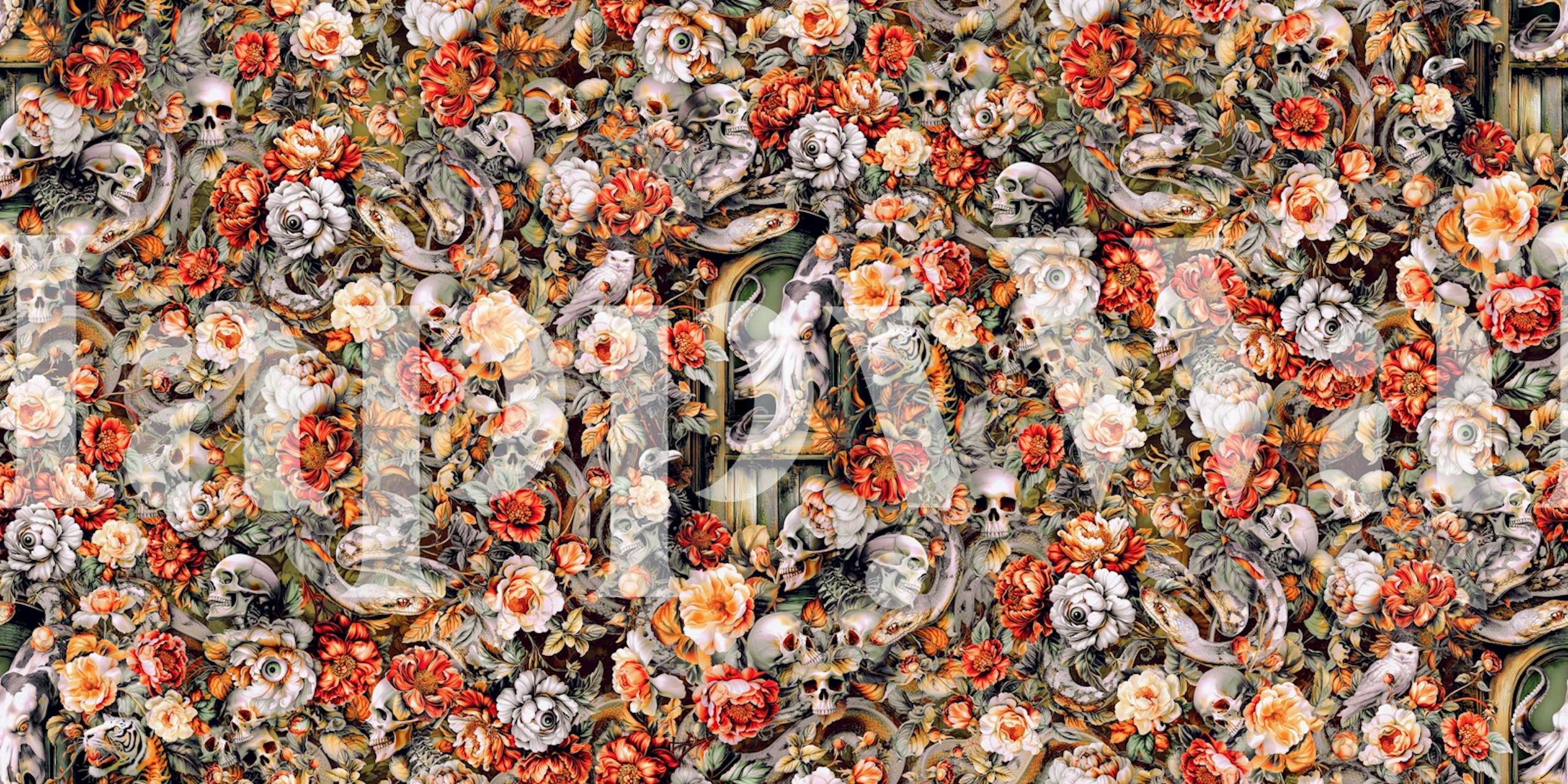 Ταπετσαρία Eyes of the Bound Gate σε ένα δωμάτιο