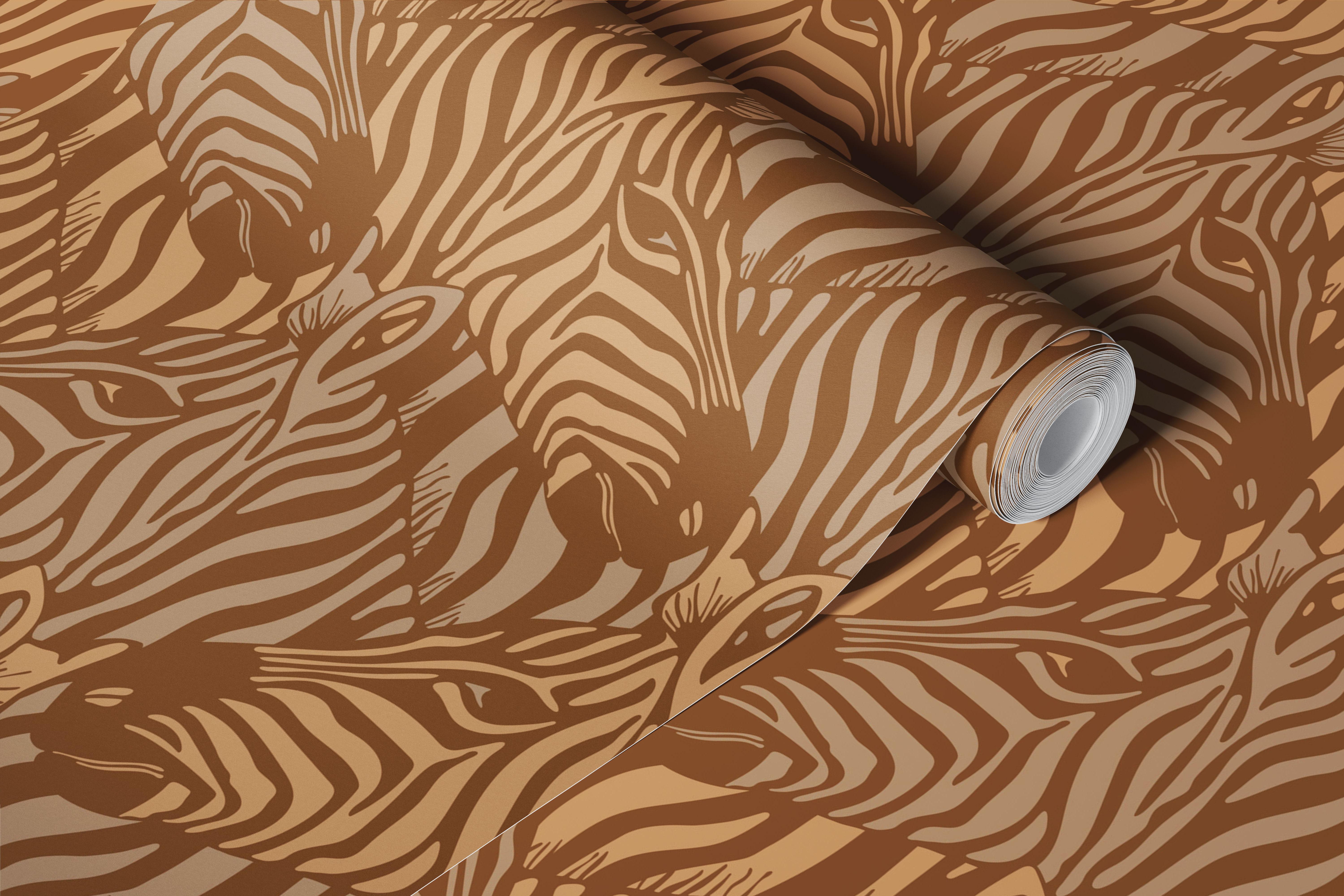 Zebra Animal Pattern Brown Wallpaper