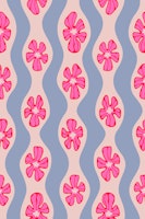 Ripple Floral Retro Wavy Stripes Fuchsia Pink tapety