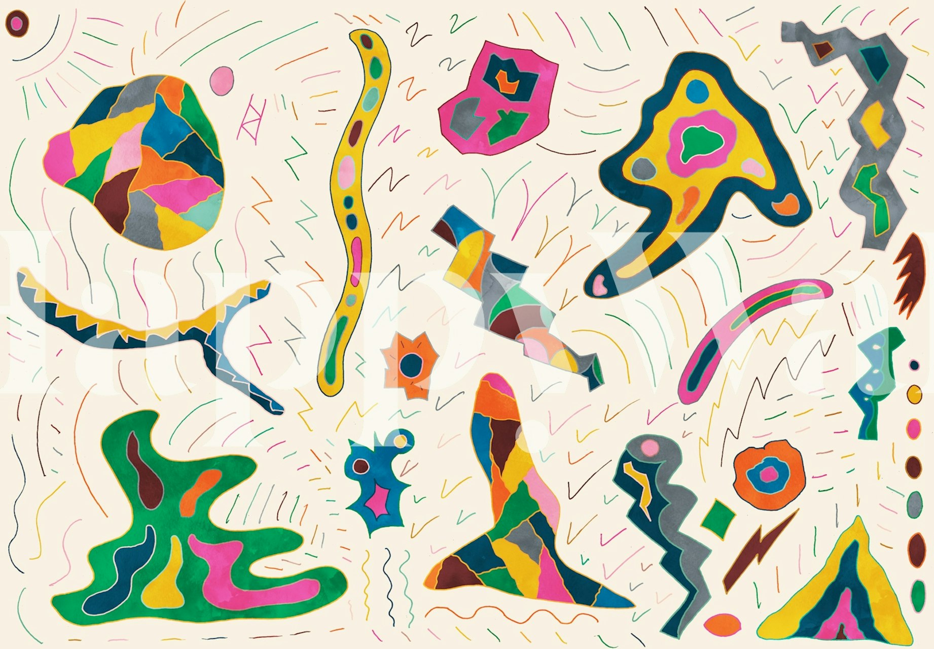 Ζωντανές Shapes & Colors ταπετσαρία σε ένα δωμάτιο