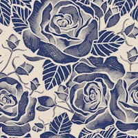 Elegant Blue Retro Roses with Blossoms wallpaper