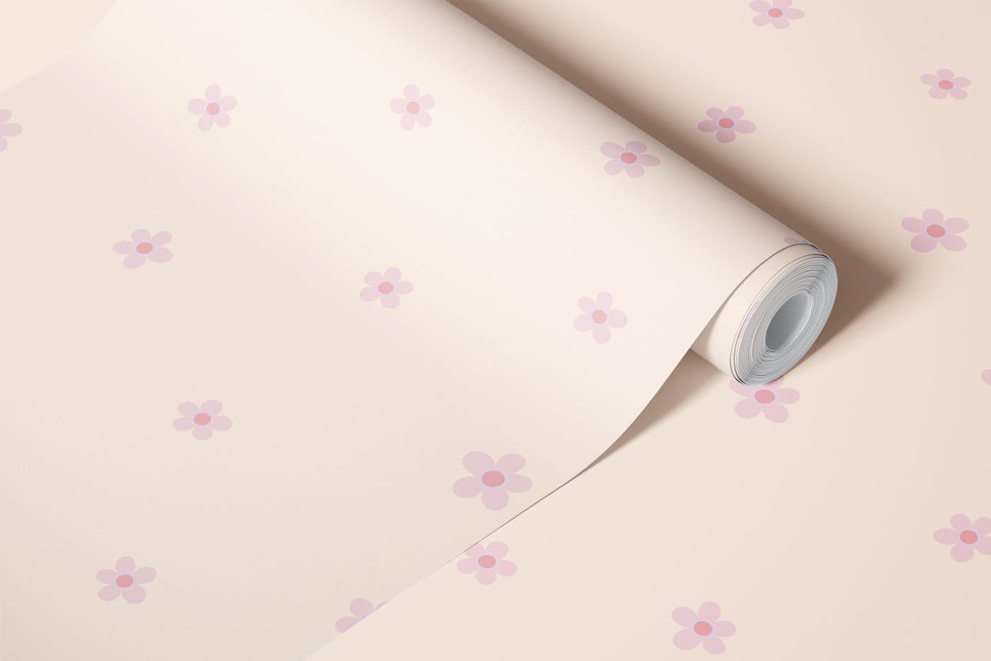 Forget-me-nots - light pink on cream - Small wallpaper roll