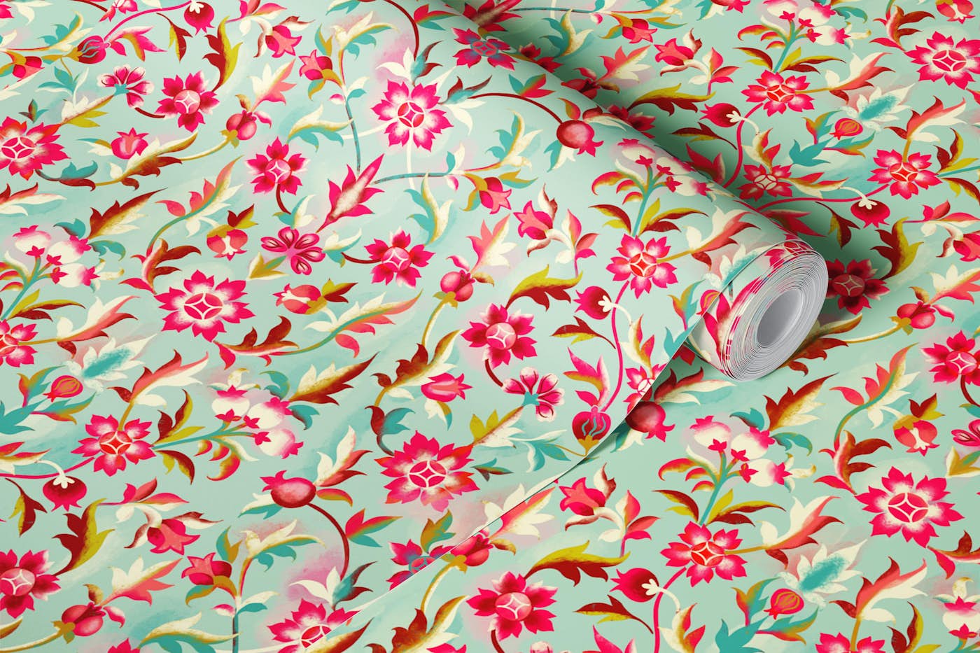 elegant damask vines roses and petals Light wallpaper roll