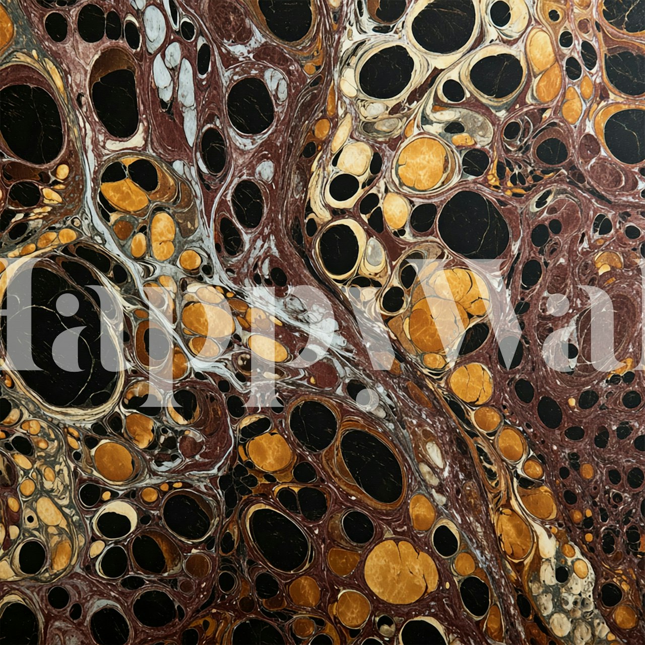 Tapeta Vintage Marbled Paper Swirl Bronze Stone v místnosti