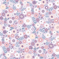Daisy Ditsy - white and mauve on lilac - Med wallpaper