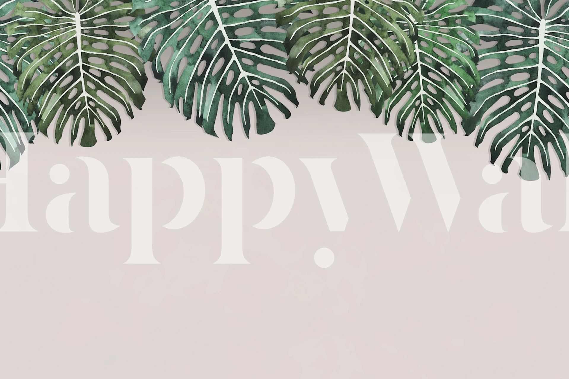 Monstera Jungle Foliage beige Tapete in einem Zimmer