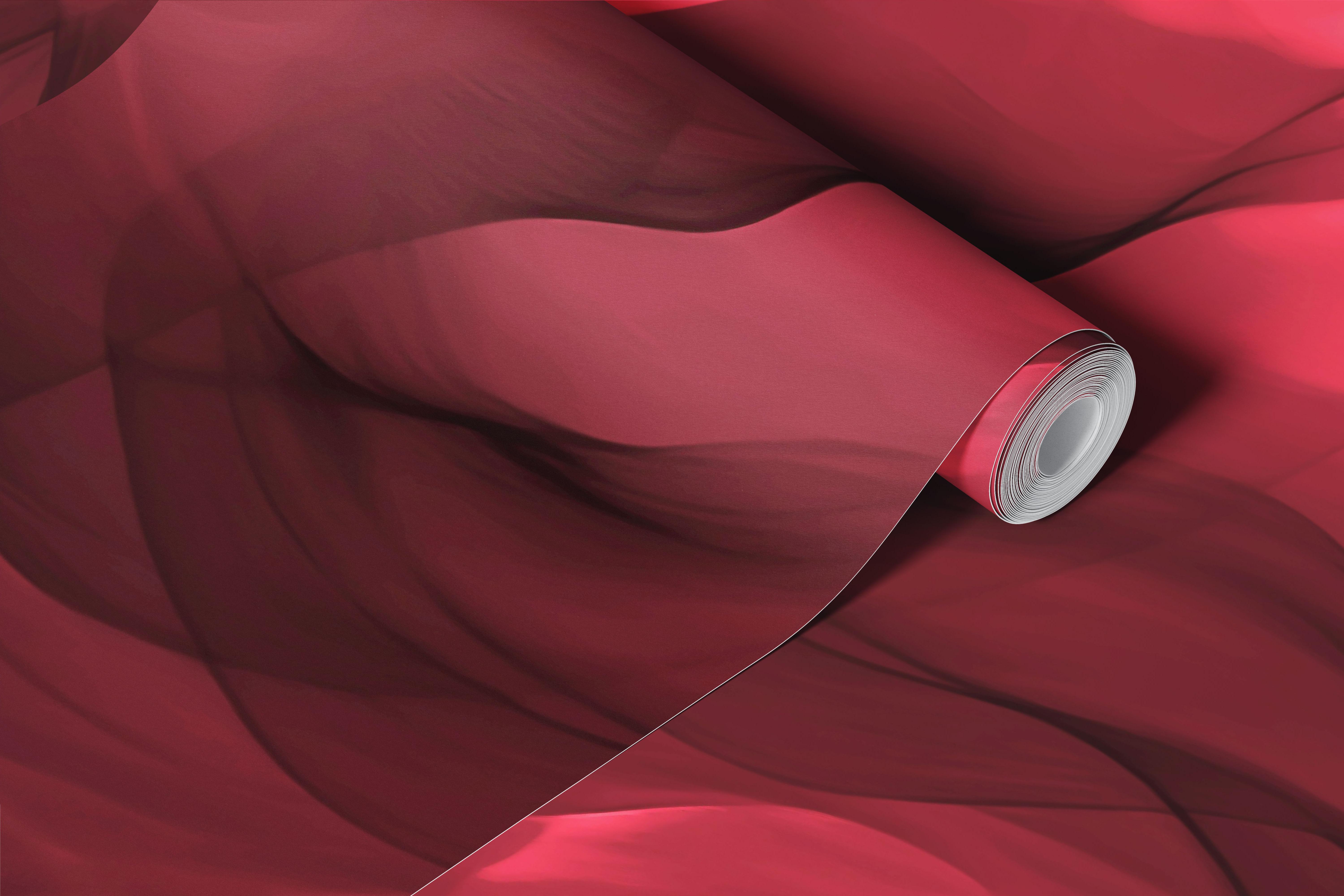 Ethereal Waves Red behang in een kamer