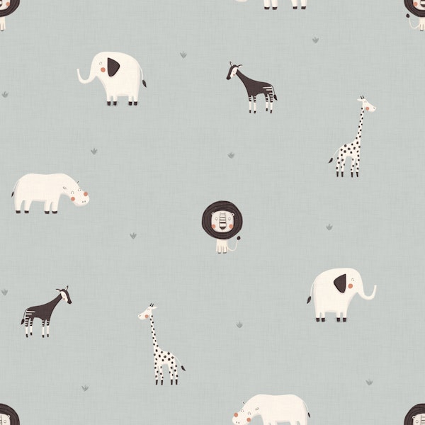 Cute Safari Expedition Pale Blue