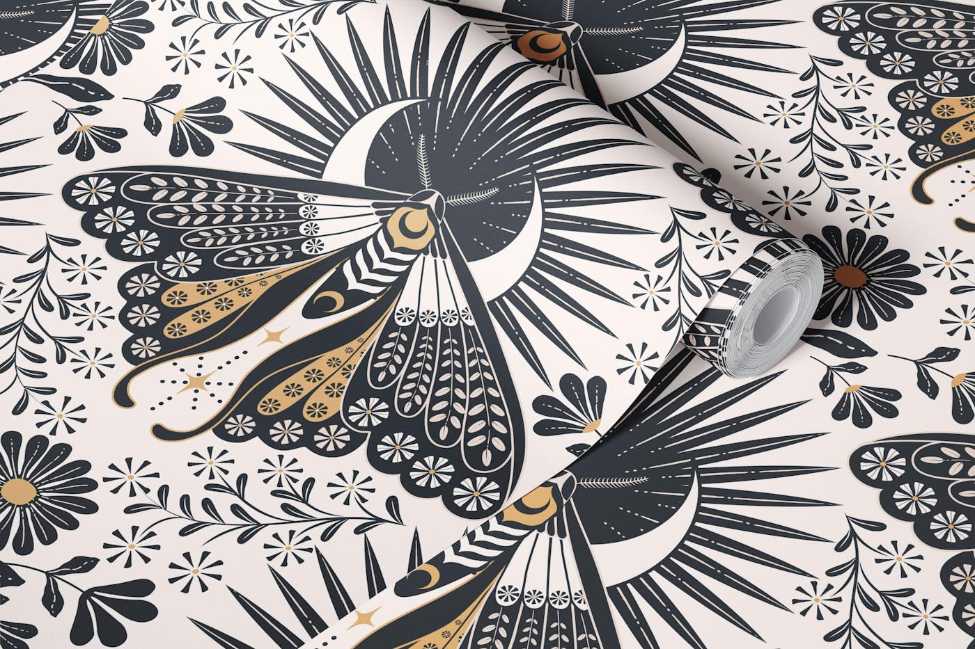 Whimsigothic moth wallpaper roll