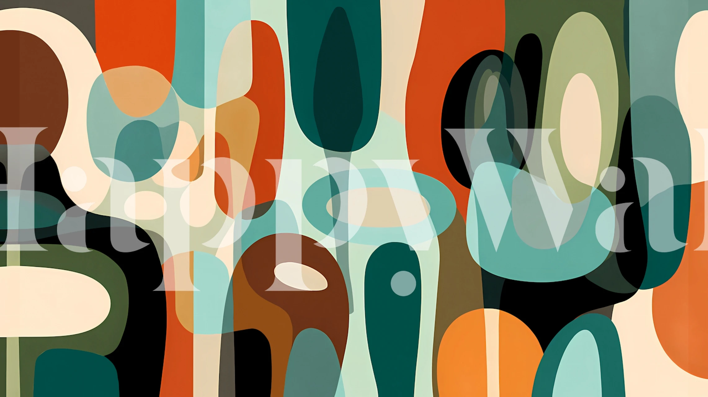 Carta da parati Mid-Century Modern Chic in una stanza