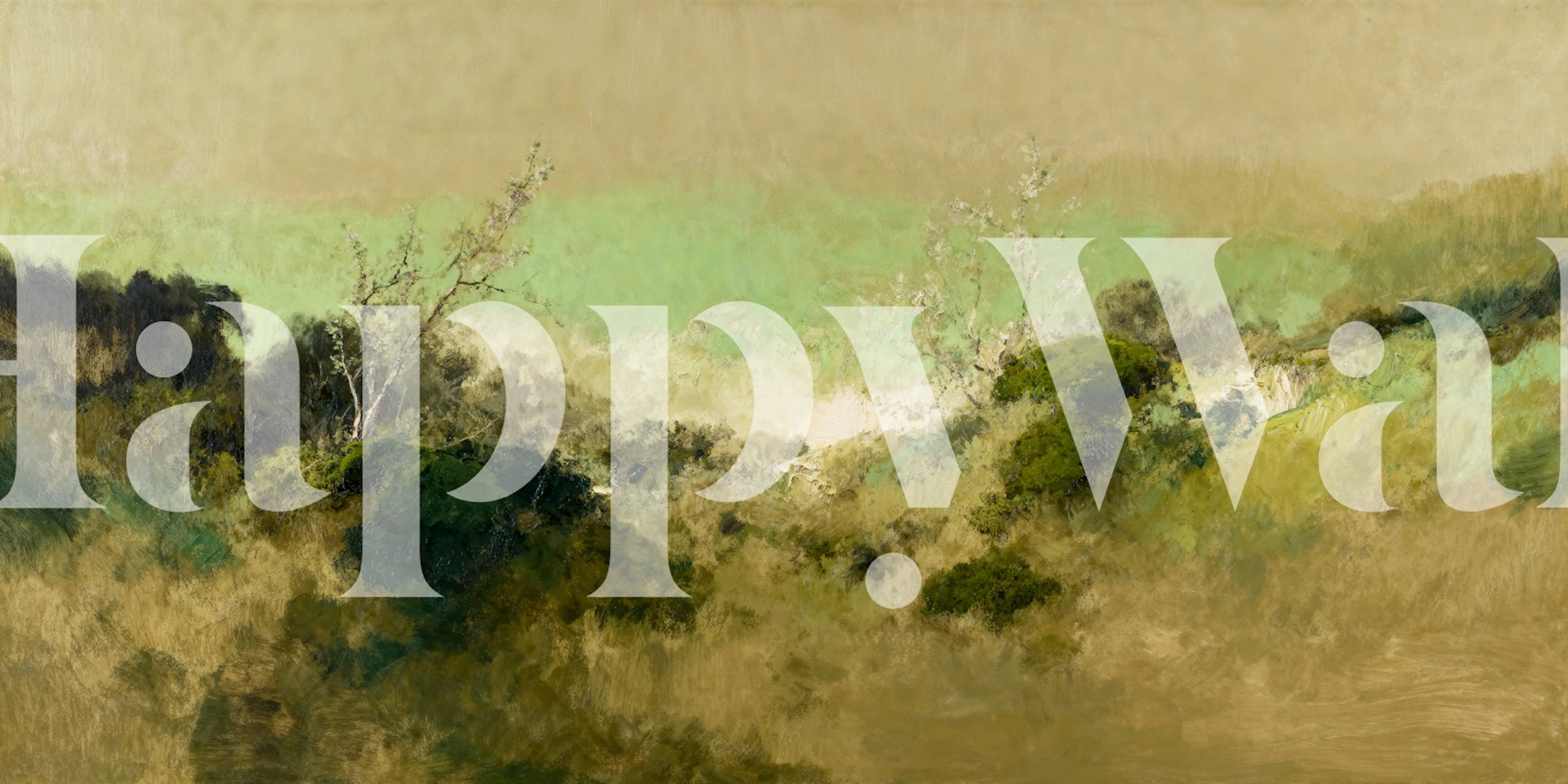 Soft green landscape with subtle hills and trees wallpaper