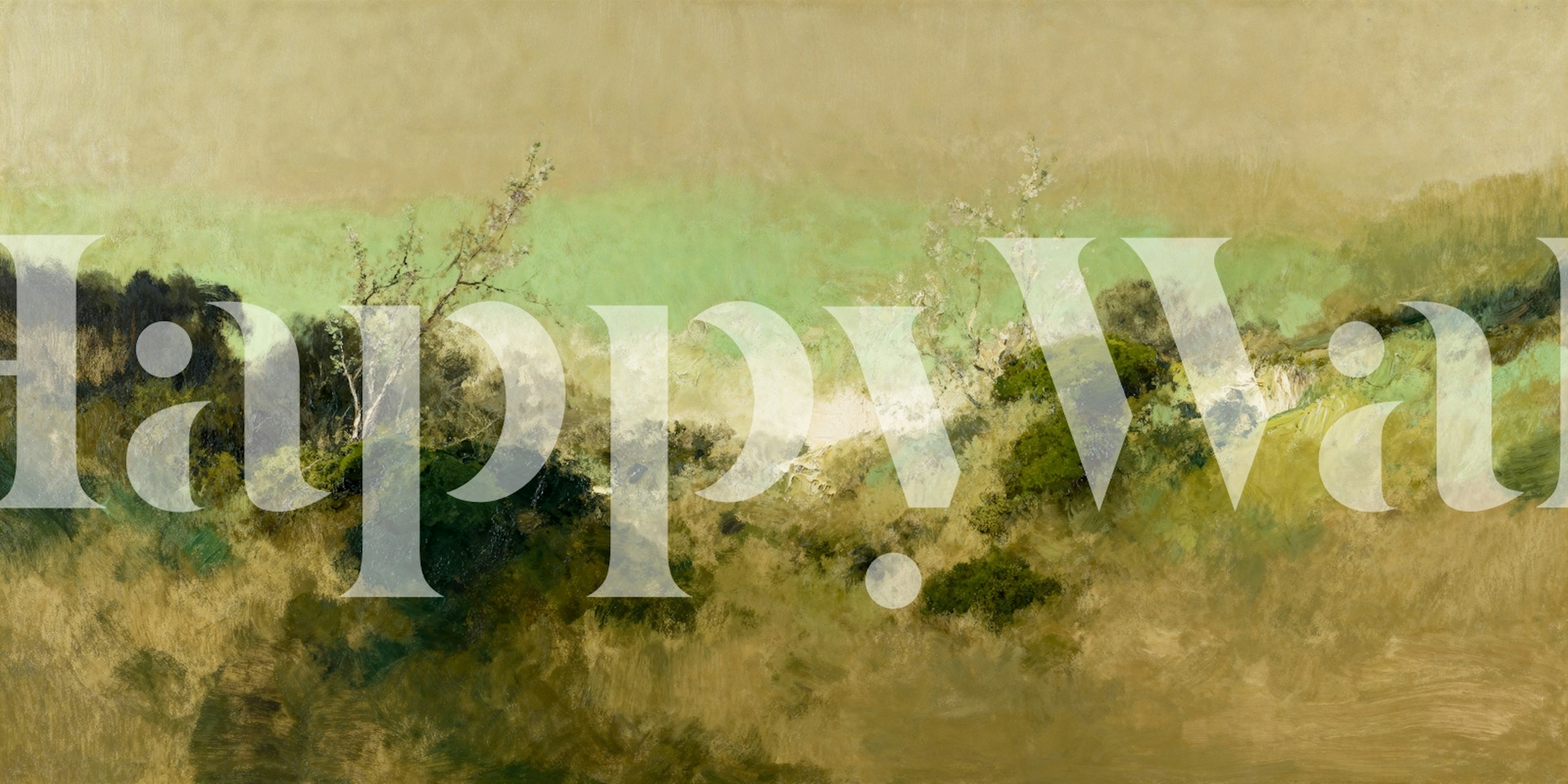 Misty Green Landscape-tapet i et rom